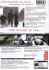 PS2 - Indigo Prophecy Box Art Back